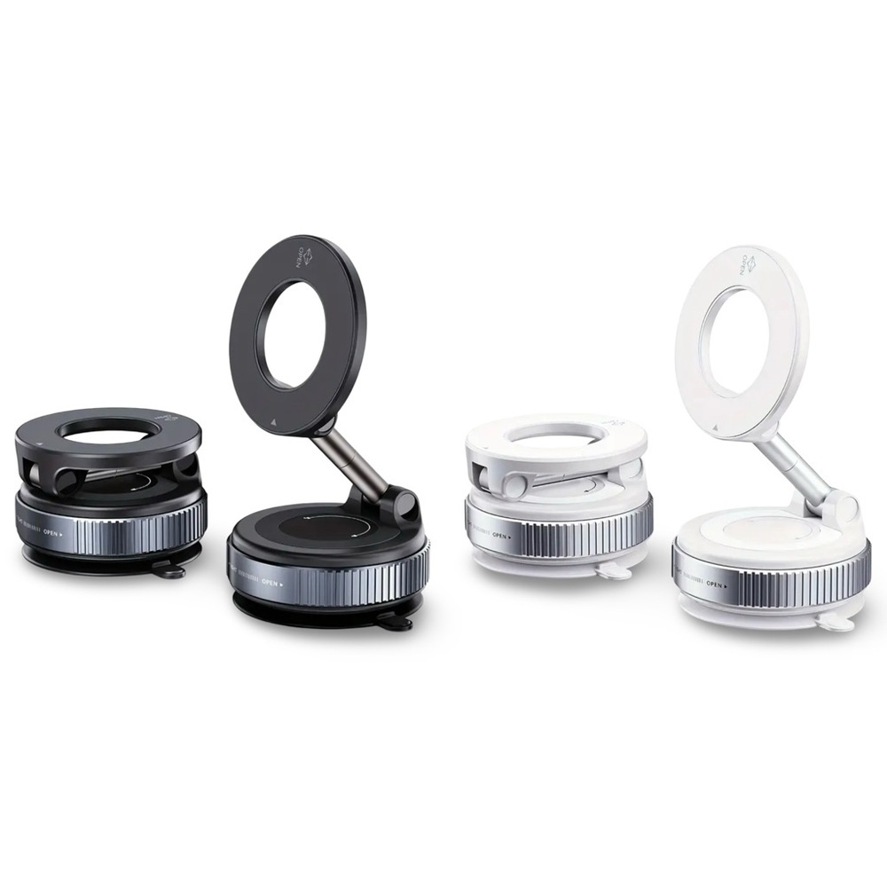 Magnetic Car Phone Mount Holder - Model 007 Black/White Adjustable Stand